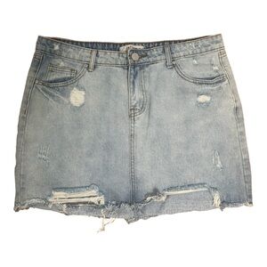 Refuge Distressed Mini Denim Skirt NWOT